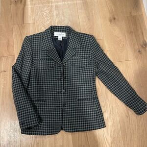 Jones New York Women's Dark Checkered Wool Blazer